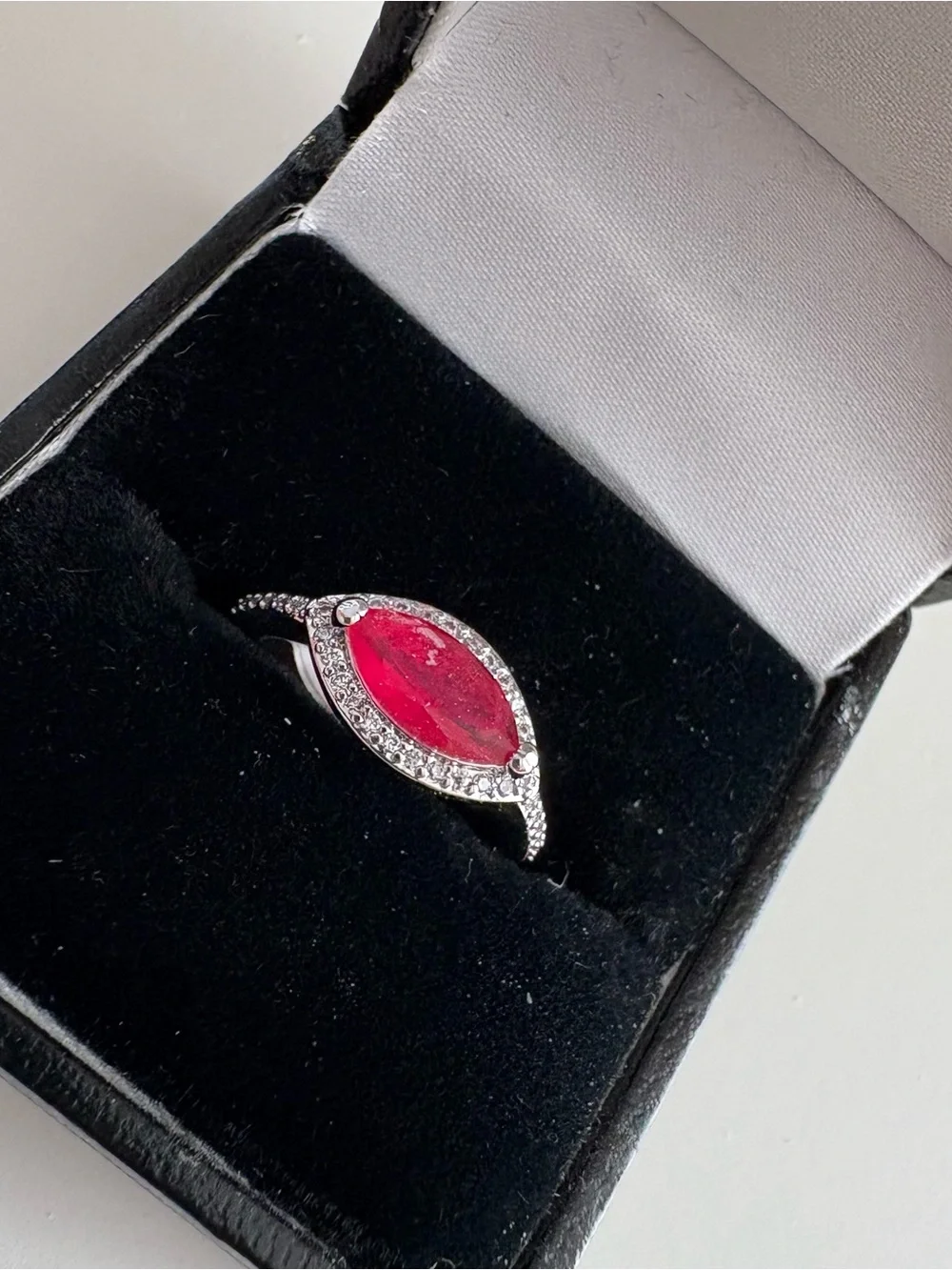 Bomb Party Fancy in Love Ring RBP6125 Dark Pink Sapphire Rhodium Plating